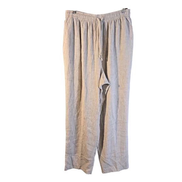 Vintage NWT Alfred Dunner 18W Linen Blend Textured Tan Wide Leg Pants [0158] - Picture 1 of 9